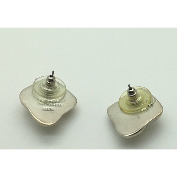 Taxco Puffy Sterling Silver Earrings Pierced Post Button Ripples TF 925 Mexico - Picture 3 of 3